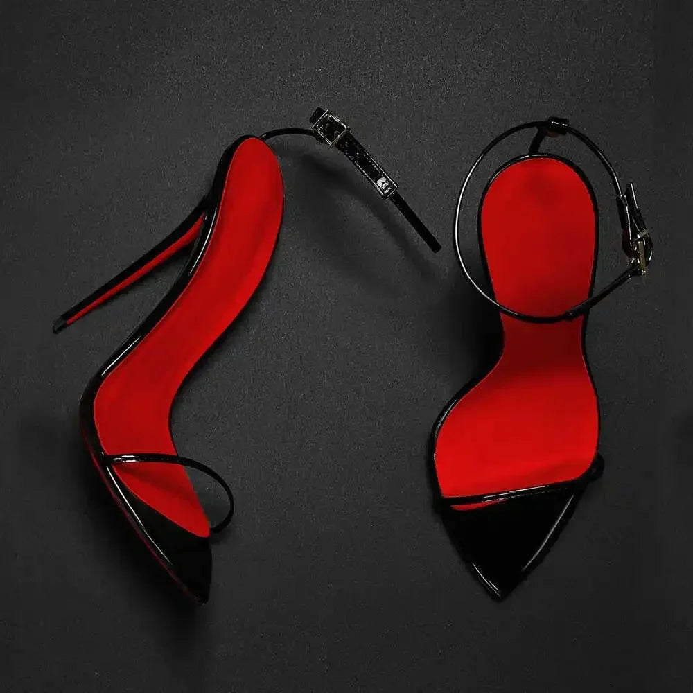 Women's Pointed Toe Buckle Strap High Heel Sandals | 8–12cm Stiletto | Sizes 34–46
