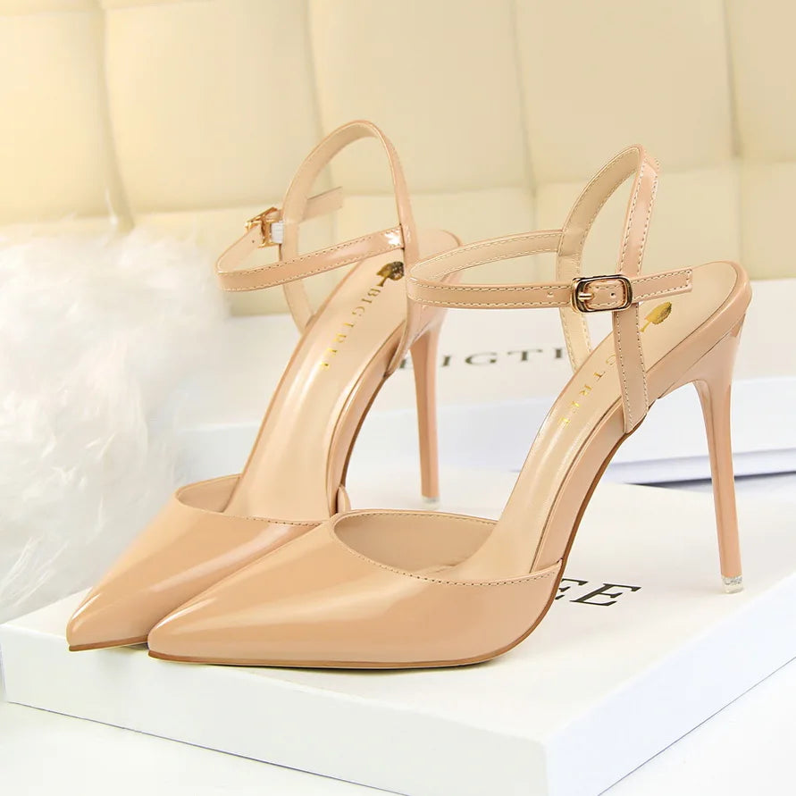 Women's Stiletto Heel Ankle Strap Sandals – 10.5cm High Heels for Wedding & Party