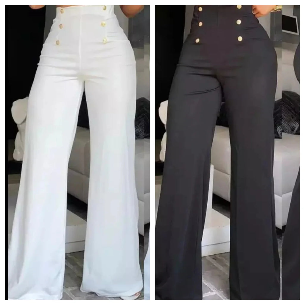 Elegant High Waist Wide Leg Bootcut Pants Summer European & American Fashion Simple Women's Flared Trousers
