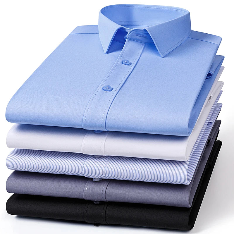 Men's Bamboo Fiber Long Sleeve Dress Shirt — Formal Business Shirt | Big & Tall S–8XL