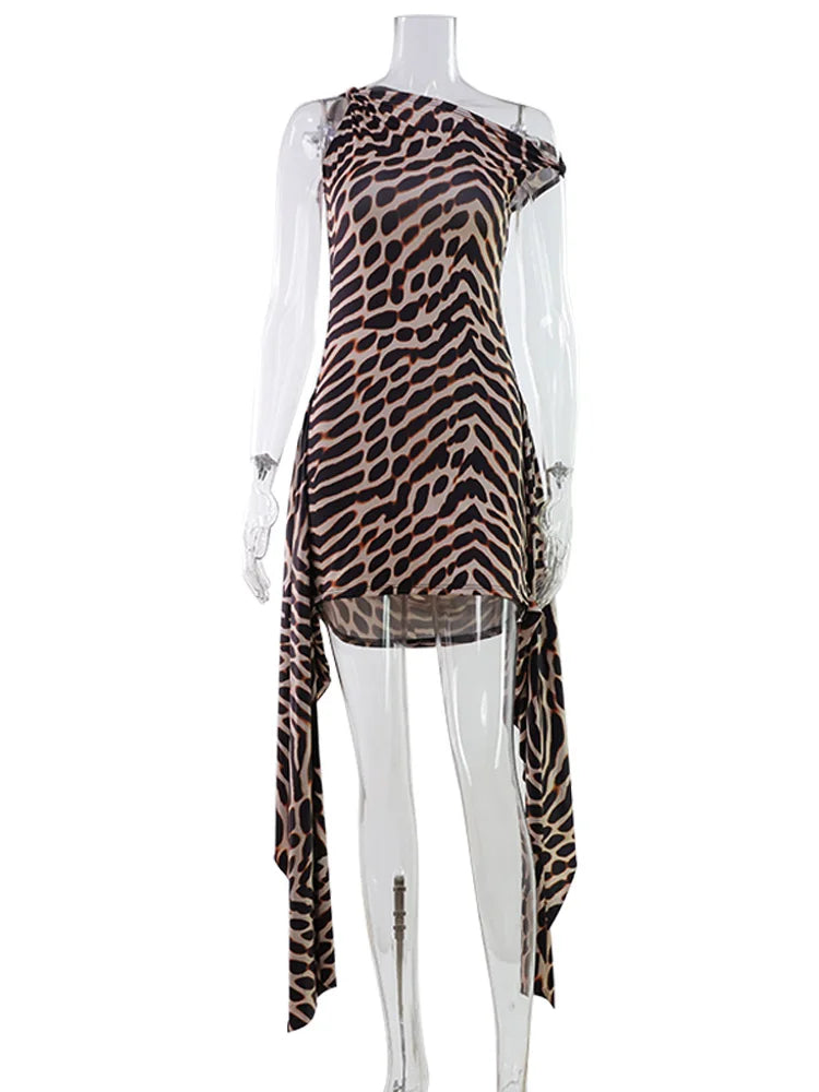 CNYISHE Prints Slash Neck Women Dresses Sleeveless Sheath Ribbon Fashion Party Outfits Sexy Club Bodycon Hip Wrap Female Robes