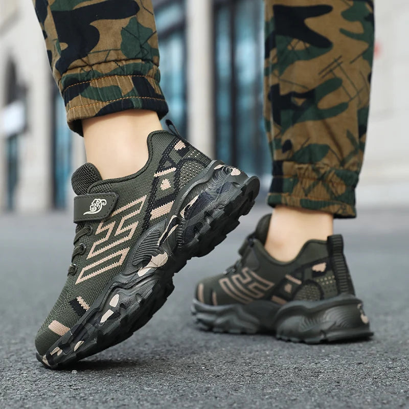 Children Breathable Sneakers Boys Girls Wear-resistant Lightweight Sports Shoes Kids Non-slip Casual Camouflage Outdoor Shoes
