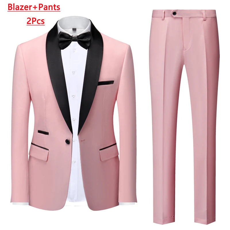 M-6XL Men's Casual Business Have Smoking Suit High End Brand Boutique Fashion Blazer Vest Pants Groom Wedding Dress Party Suit