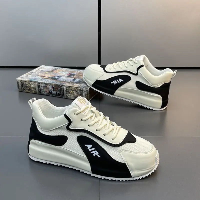 Chunky Sneakers Men Cover Bottom Board Shoes Fashion Casual Microfiber Leather Upper Increased Internal Platform Running Shoes