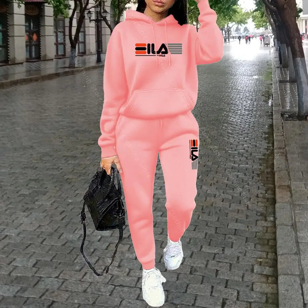 Womens Clothing Autumn Winter Hoodies Pants Fashion High Quality Aesthetic Luxury Brand Designer Streetwear Pants Sets for Women