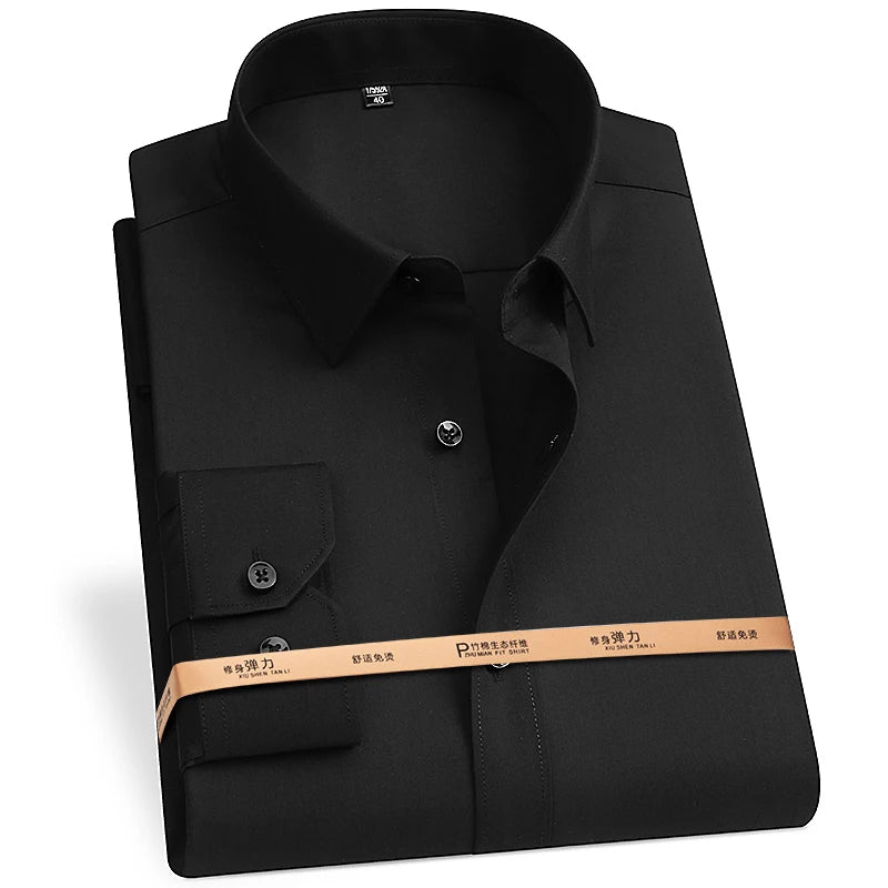 Men's Bamboo Fiber Long Sleeve Dress Shirt — Formal Business Shirt | Big & Tall S–8XL