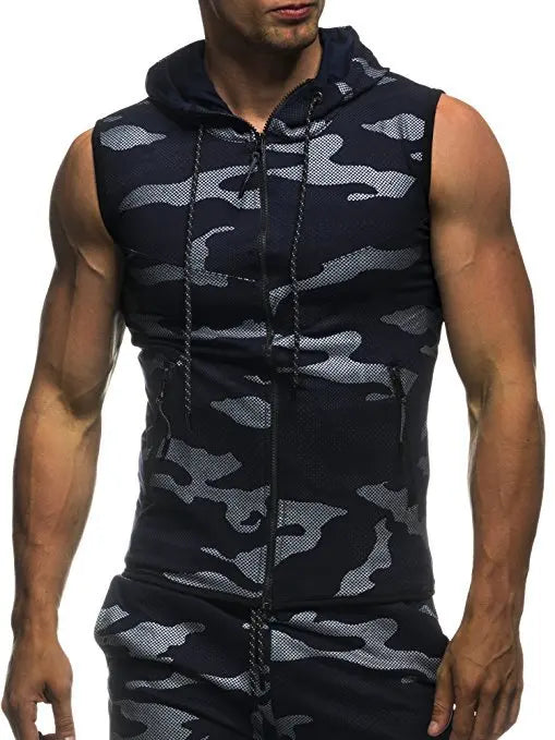 Men's Sleeveless Hooded Tank Top