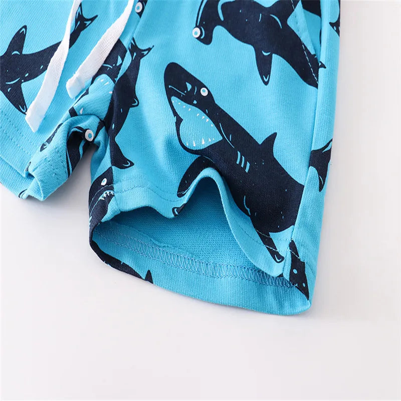 Jumping Meters 2-7T Summer Boys Shorts Sharks Print Drawstring Baby Boys Girls Short Pants Animals  Children's Kids Trousers