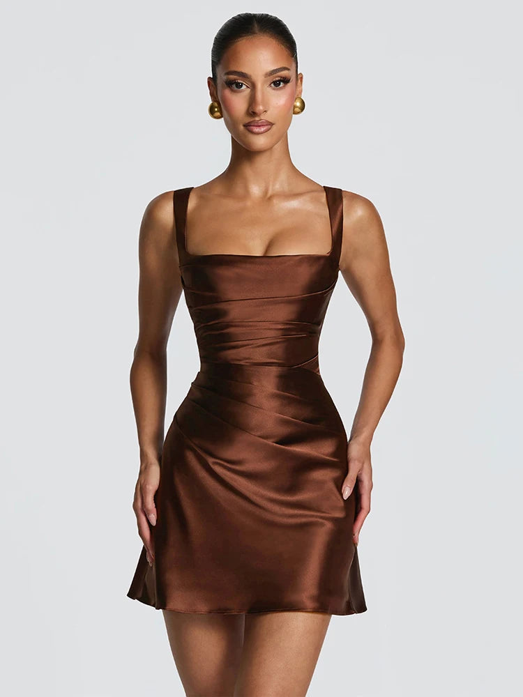 Women's Pleated Halter Backless Maxi Dress – Elegant Party Gown