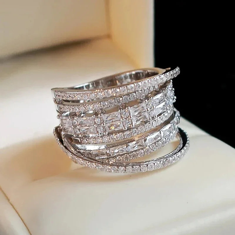 HUITAN Women's CZ Statement Ring
