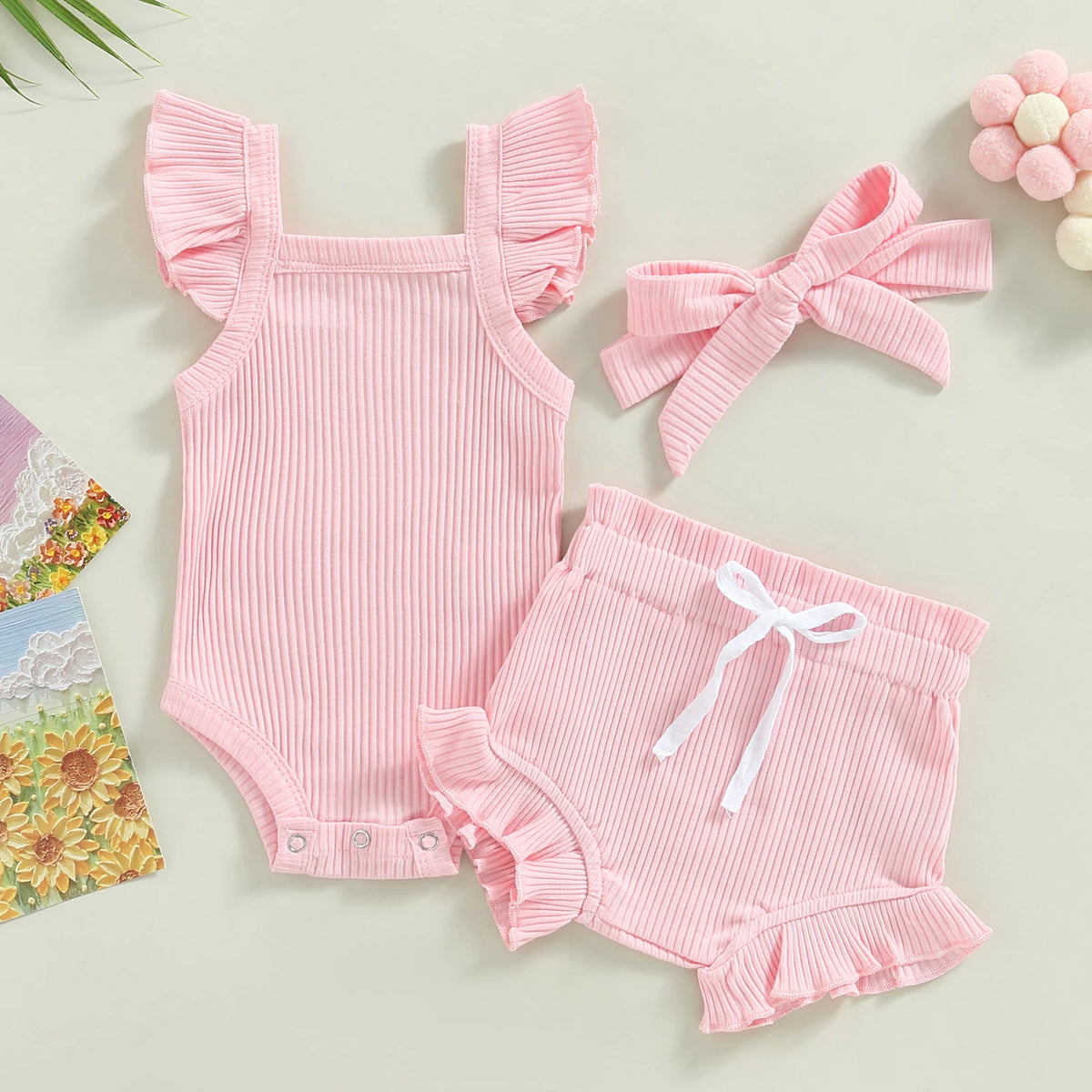 Baby Girl 2-Piece Set — Square Neck Top & Shorts