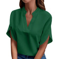 Women's Casual Chiffon Blouse | Mandarin Collar 3/4 Sleeve Pullover Top | 8 Colors | S–XXL