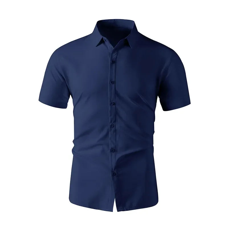 Men's Short Sleeve Dress Shirt – Smart Casual Wrinkle-Free Summer Top