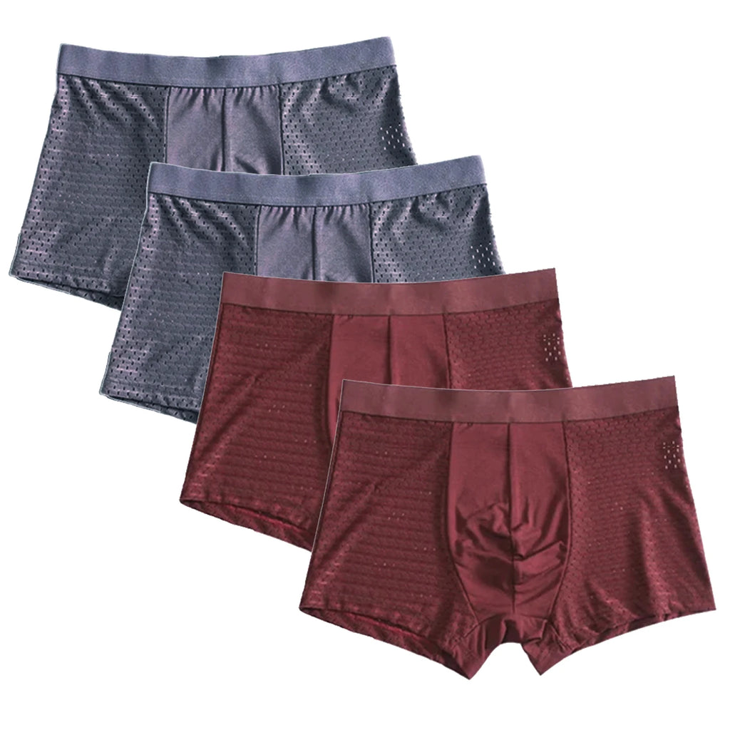 Men's Bamboo Fiber Boxer Shorts 4-Pack | Breathable Quick-Dry Underwear | 11 Colors | XL–7XL