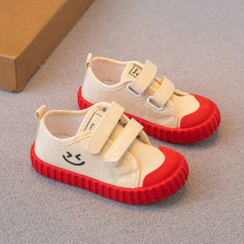 Kids Canvas Sneakers – Non-Slip Hook & Loop Shoes (Size 21–32)