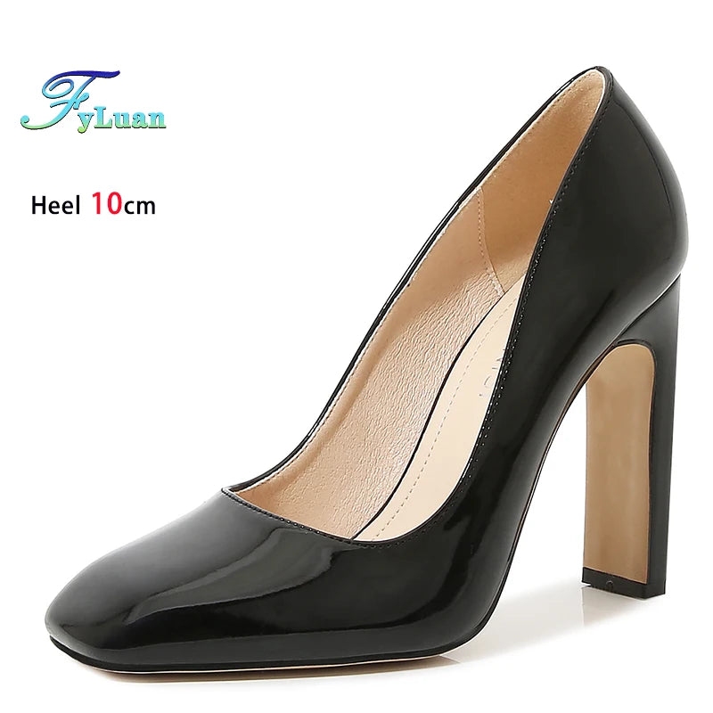 Women's Square Toe High Heel Pumps – 10cm Office Lady Stilettos