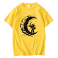 Men's Moon Print Casual T-Shirt — Breathable Cotton Blend Summer Tee