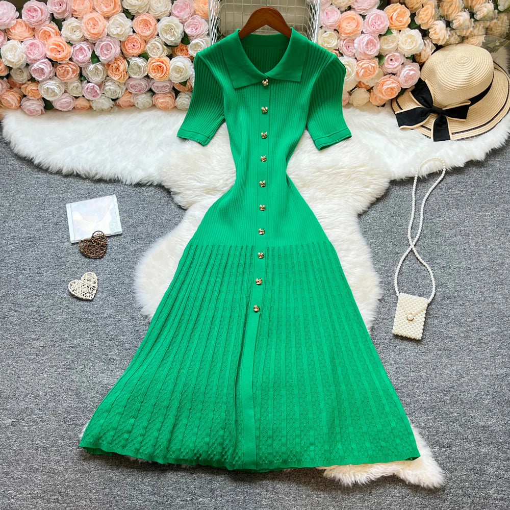 Collared Knit Midi Dress
