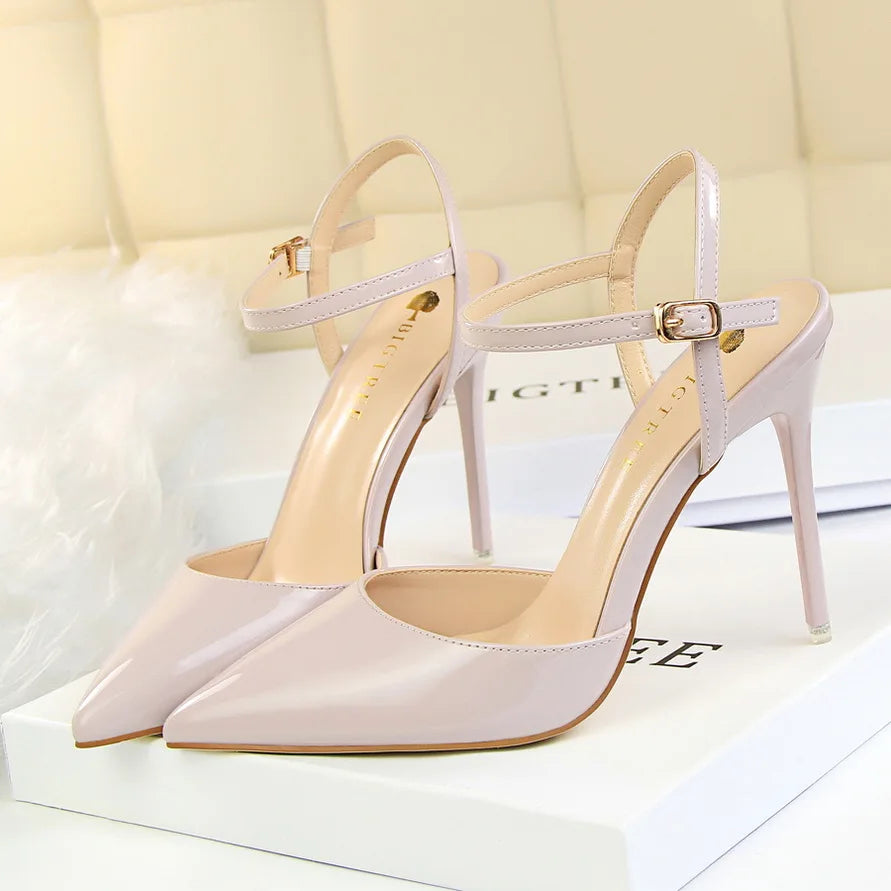 Women's Stiletto Heel Ankle Strap Sandals – 10.5cm High Heels for Wedding & Party