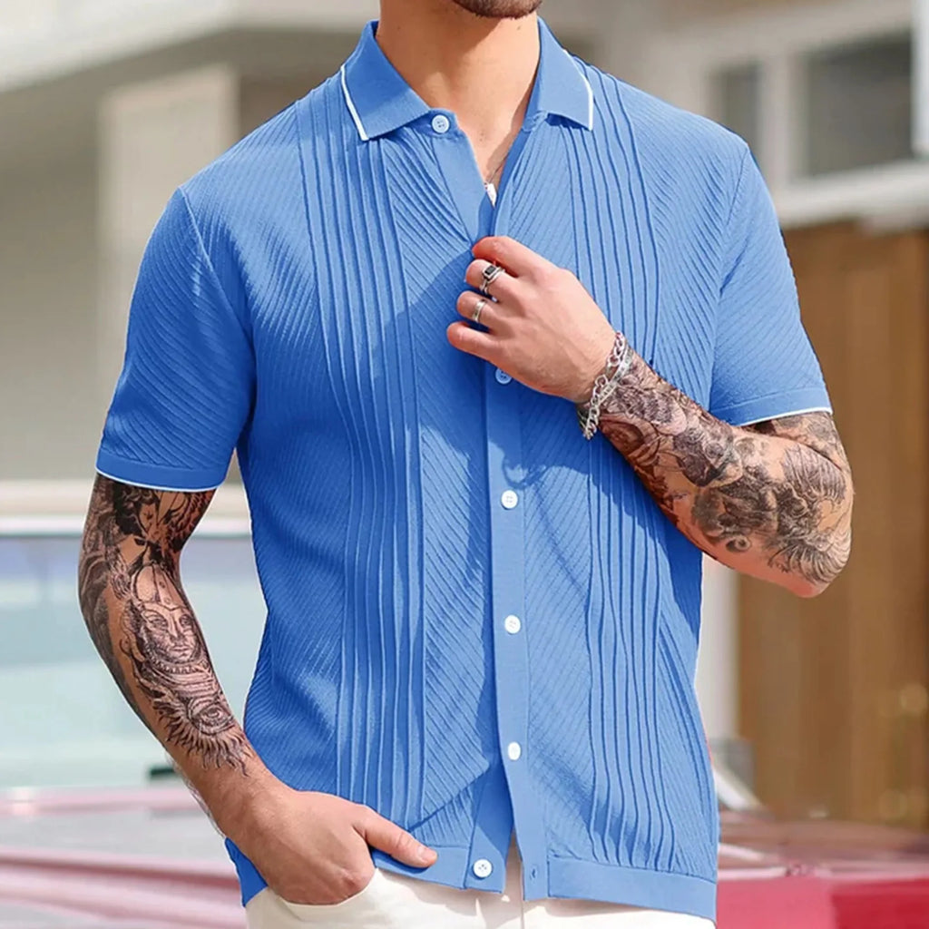 High End Jacquard Striped Polo Shirts For Men Short Sleeve Elastic Summer Quality Viscose Knitted Smart Casual Camisas De Hombre
