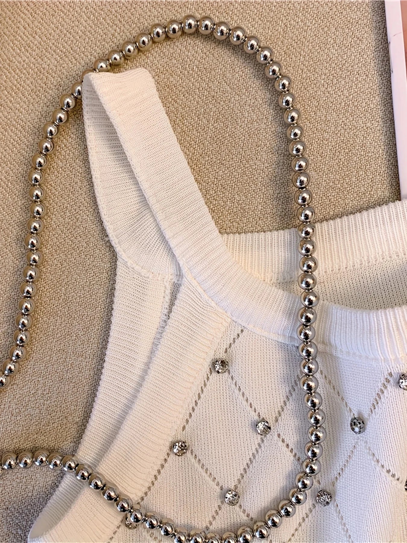 Women's Rhinestone Knit Crop Cami Top — Sleeveless Spaghetti Strap