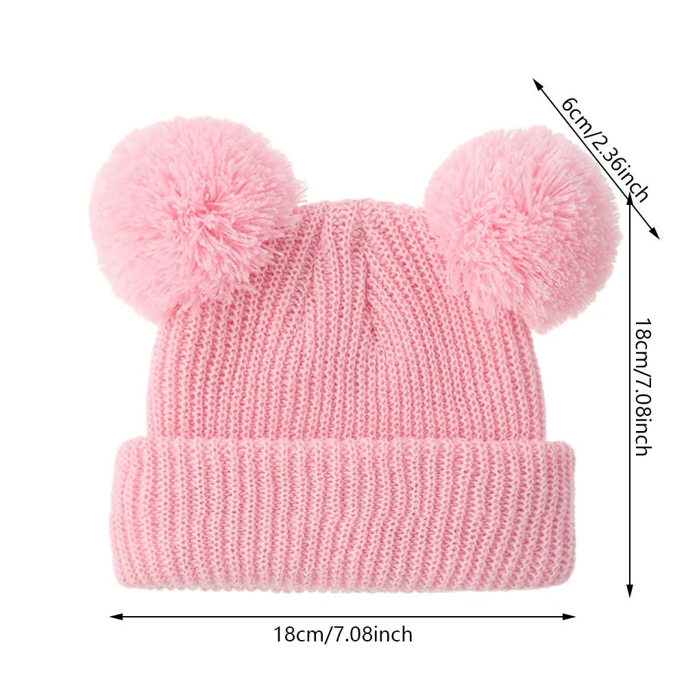Newborn Knitted Pom Pom Hat | Baby Turban Bonnet 0-12M