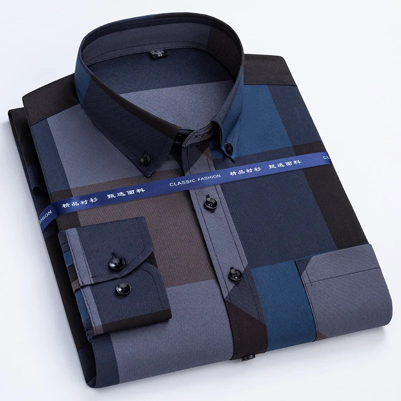 Men's Slim Fit Plaid Dress Shirt | Non-Iron Business Casual