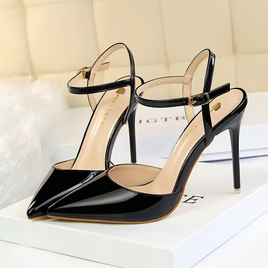 Women's Stiletto Heel Ankle Strap Sandals – 10.5cm High Heels for Wedding & Party