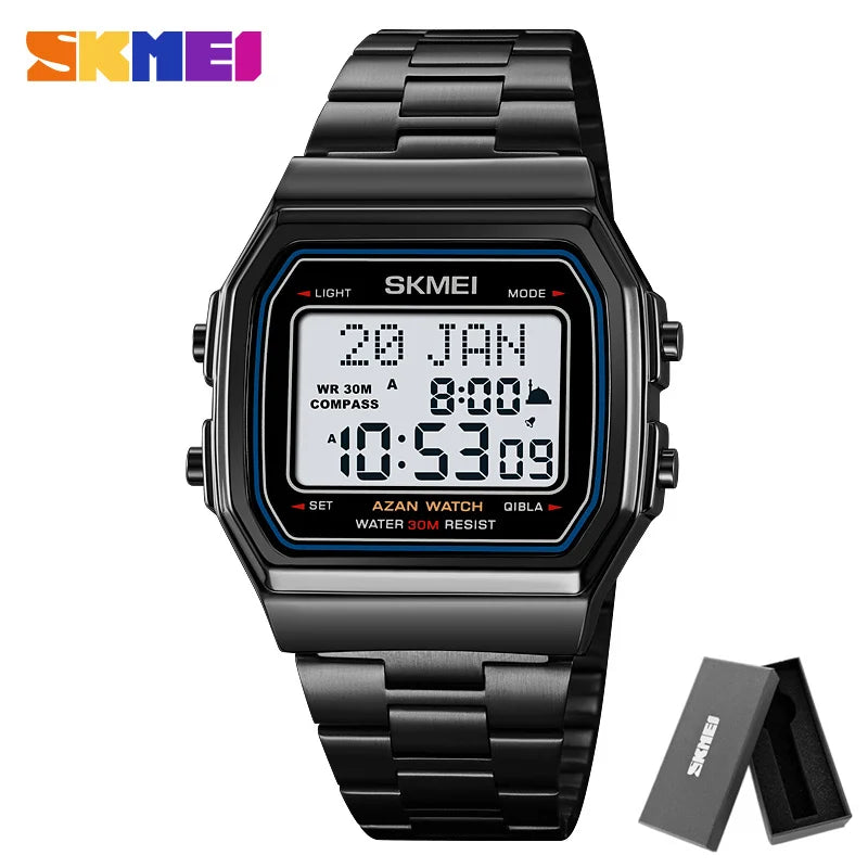 SKMEI 2113 Men's Islamic Prayer Digital Watch | Azan, Qibla, Hijri Calendar