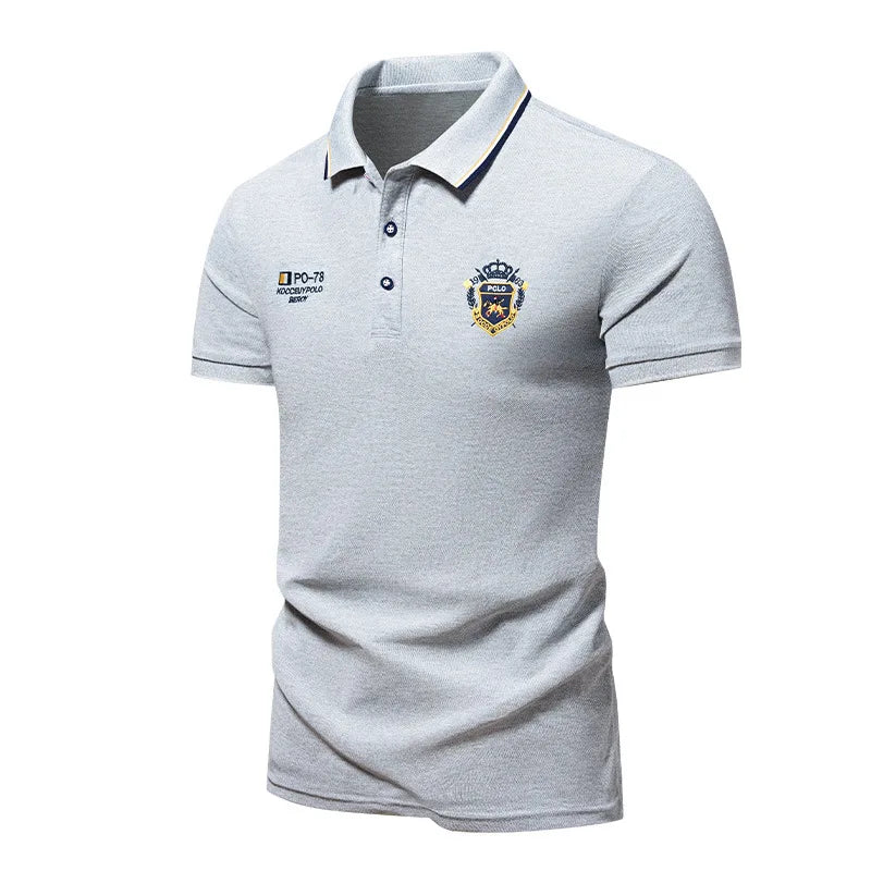 Men's Embroidered Polo Shirt — Luxury Casual Short Sleeve