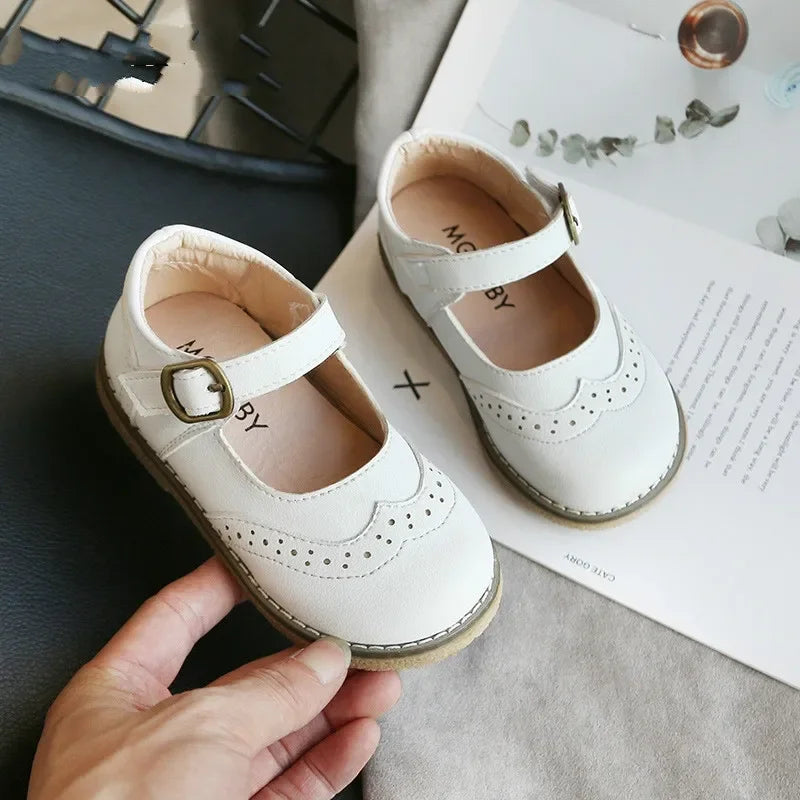 Girls PU Leather Flat Shoes – Kids Casual School Shoes (Size 21–30)