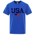 Men's Vintage USA Flag Street Print T-Shirt — Casual Cotton Tee