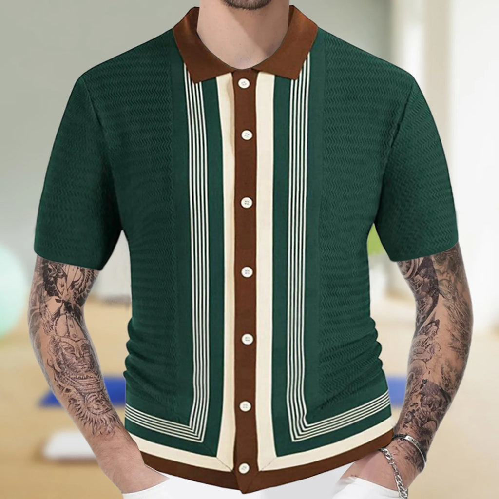 High End Jacquard Striped Polo Shirts For Men Short Sleeve Elastic Summer Quality Viscose Knitted Smart Casual Camisas De Hombre