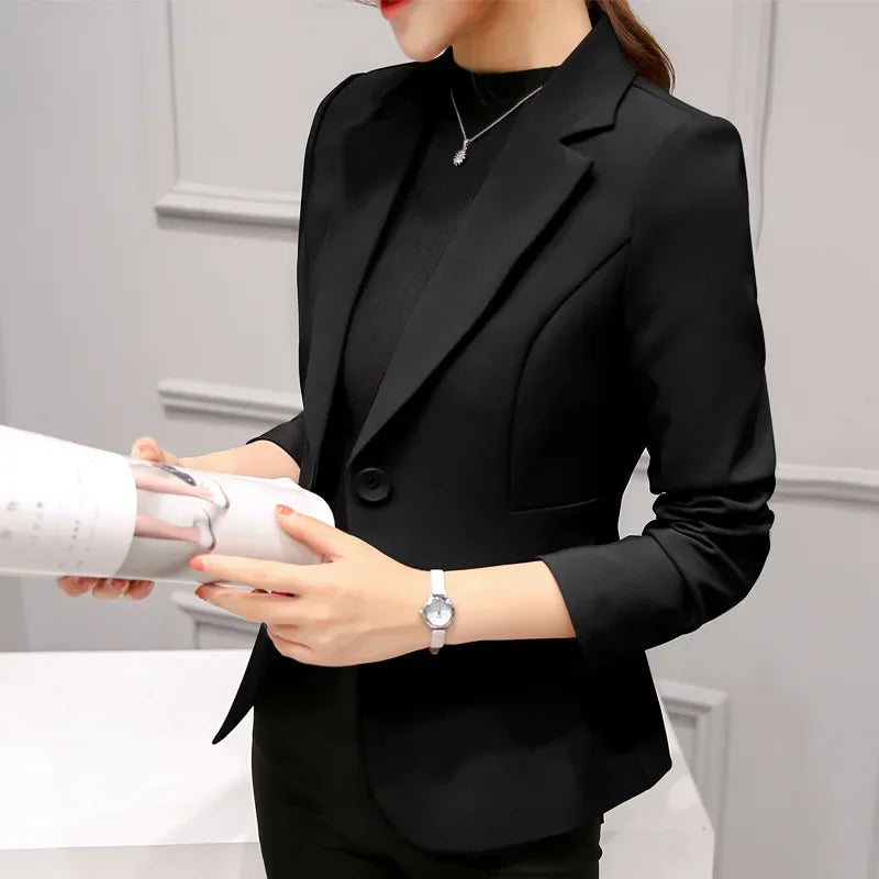 Black Women Blazer 2025 Formal Slim Blazers Lady Office Work Suit Pockets Jackets Coat Female Wine Notched Blazer Jackets Femme