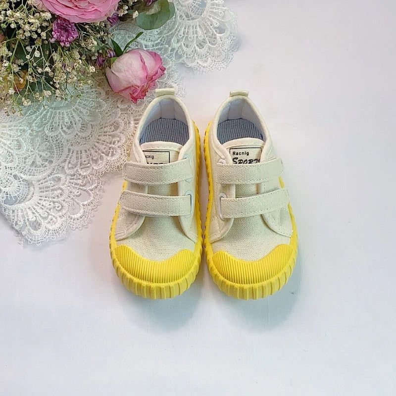 Kids Canvas Sneakers – Non-Slip Hook & Loop Shoes (Size 21–32)