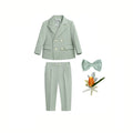 Boys' Formal Green Suit Set – Double-Breasted Blazer & Pants for Wedding & Birthday