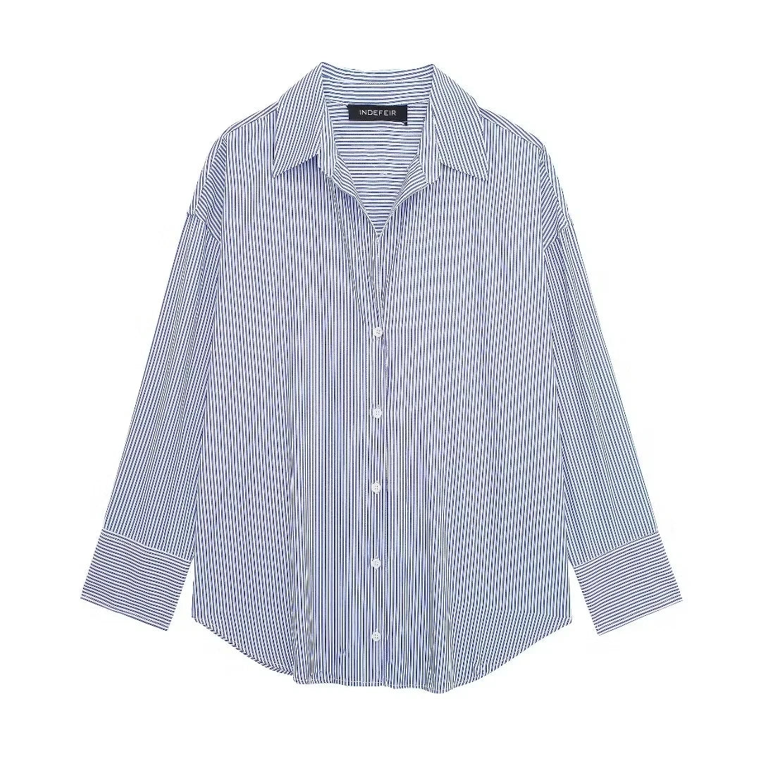 Women's Elegant Lapel Long Sleeve Loose Blouse — Office Lady Button-Down Shirt | 5 Colors | XS–L