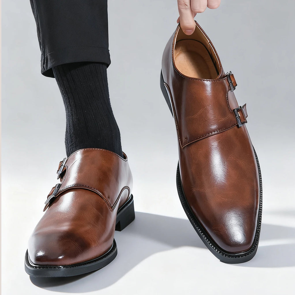 Men's Classic Monk Strap Pointed Toe Oxford Shoes – Business, Wedding & Party