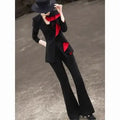 Women's Ruffle Blazer & Flare Pants Set — Elegant Two-Piece