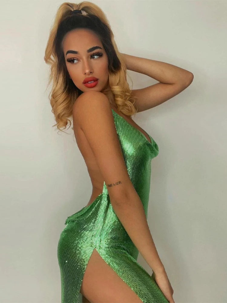 Women's Sequin Backless Spaghetti Strap Mini Dress – Sexy Party & Club Dress