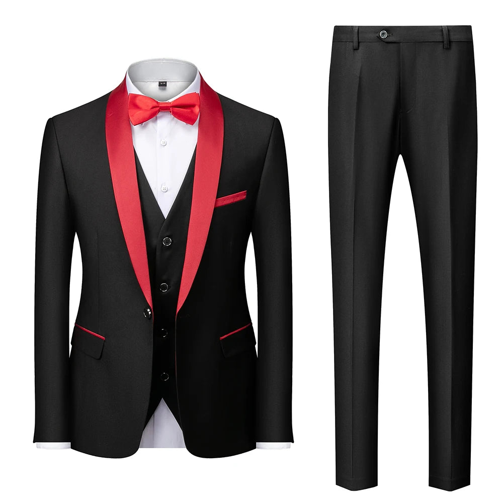 M-6XL Men's Casual Business Have Smoking Suit High End Brand Boutique Fashion Blazer Vest Pants Groom Wedding Dress Party Suit
