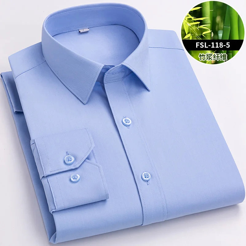 Men's Bamboo Fiber Dress Shirt — Anti-Wrinkle Slim Fit