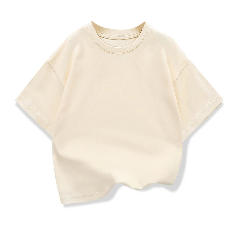Kids Dropped Shoulder Cotton T-Shirt | Loose Fit Summer Tee