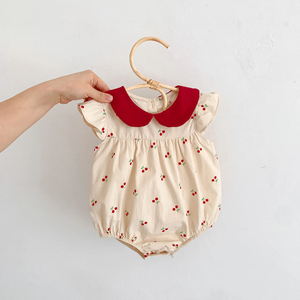 Baby Girl Floral Romper — Long Sleeve Cotton Jumpsuit