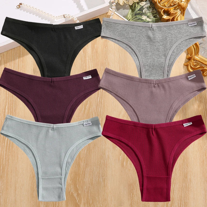FINETOO 6Pcs Cotton Lingerie Panties Sexy Underwear Women Briefs Tangas Female Underpants Pantys Thong Panties Bikini 13 Color