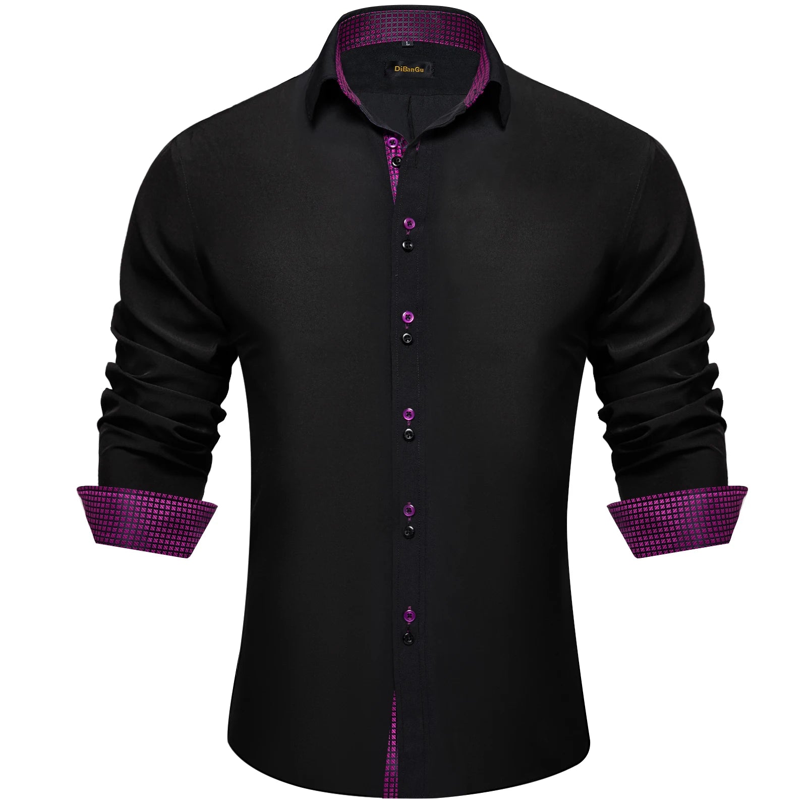 Men's Polyester Cotton Solid Black Shirts Long Sleeve Blue Paisley Patchwork Social Casual Dress Shirt Elegant Men Clothing
