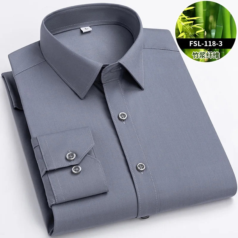 Men's Bamboo Fiber Dress Shirt — Anti-Wrinkle Slim Fit
