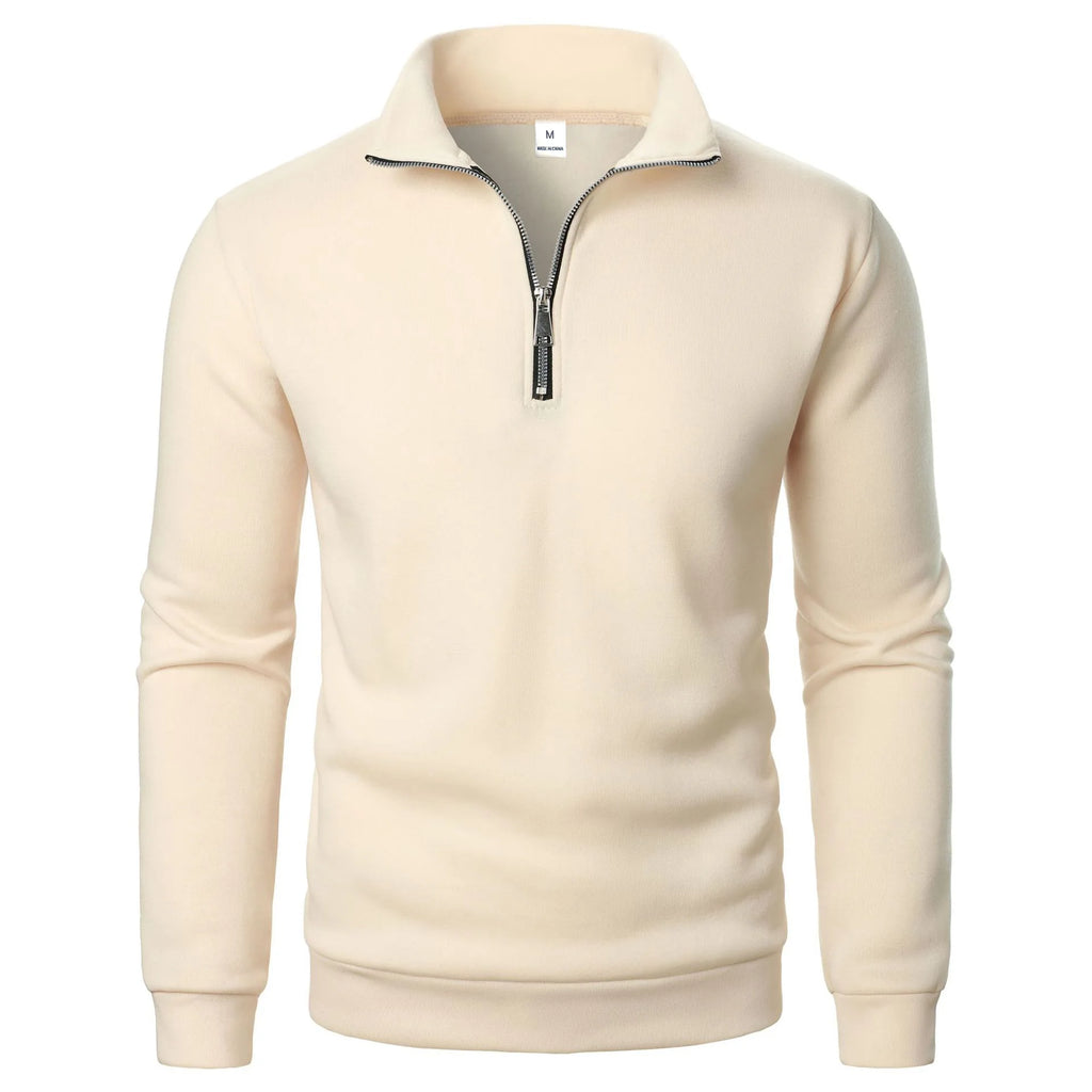 Spring and Autumn new casual half zipper stand up collar hoodie trend simple and loose oversized fleece men's hoodie