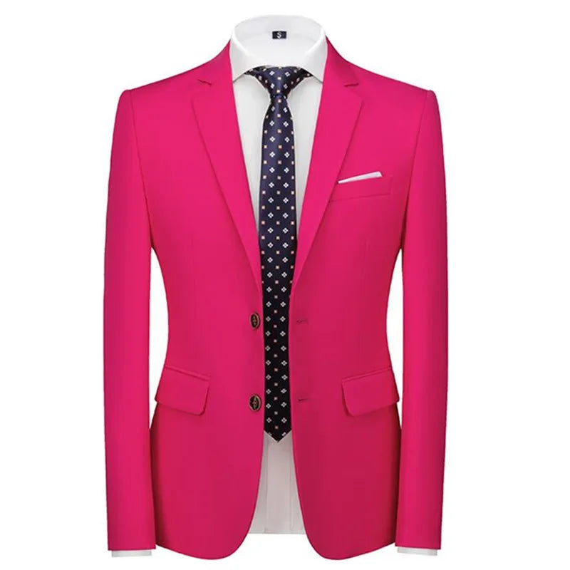 New Male Solid Colour Formal Suit Jacket 21 Colours Available Men Wedding Prom Party Tuxedo Blazer Slim Fit Coats
