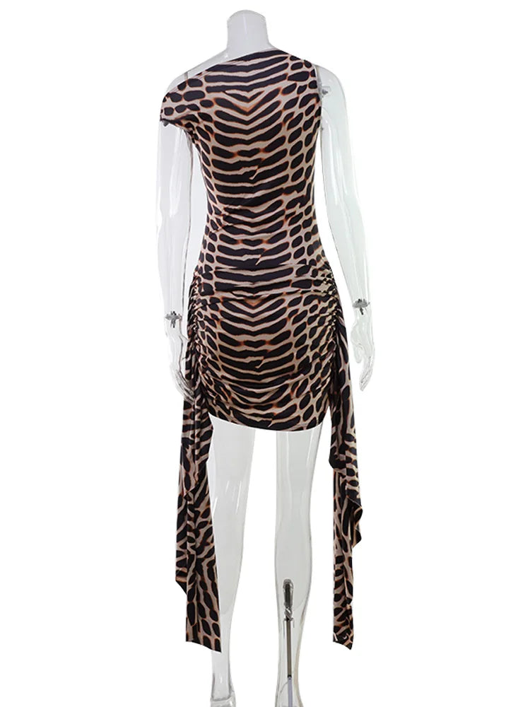 CNYISHE Prints Slash Neck Women Dresses Sleeveless Sheath Ribbon Fashion Party Outfits Sexy Club Bodycon Hip Wrap Female Robes